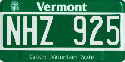VT license plate NHZ925