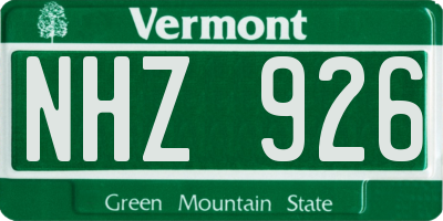 VT license plate NHZ926