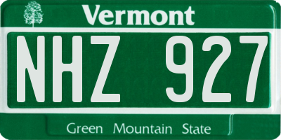 VT license plate NHZ927