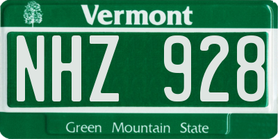 VT license plate NHZ928