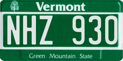 VT license plate NHZ930