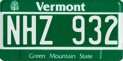 VT license plate NHZ932