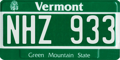 VT license plate NHZ933