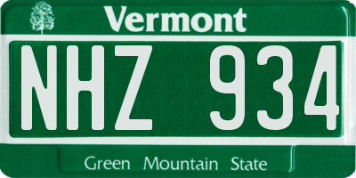 VT license plate NHZ934