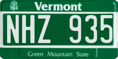 VT license plate NHZ935