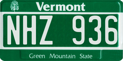 VT license plate NHZ936