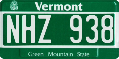 VT license plate NHZ938