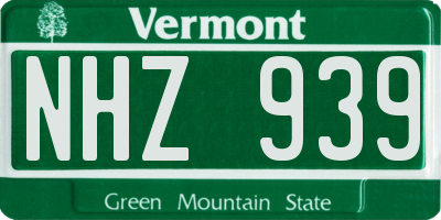 VT license plate NHZ939