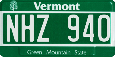 VT license plate NHZ940