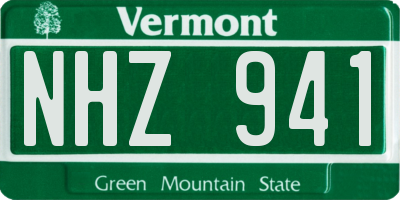 VT license plate NHZ941