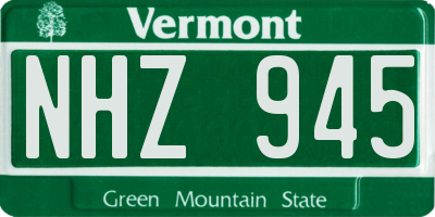 VT license plate NHZ945