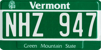 VT license plate NHZ947