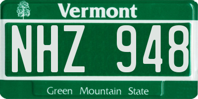 VT license plate NHZ948