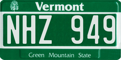 VT license plate NHZ949