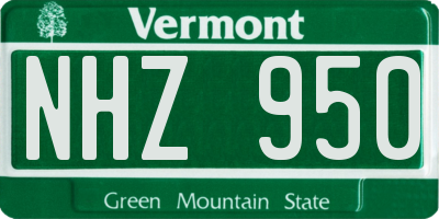 VT license plate NHZ950