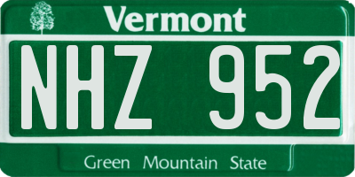 VT license plate NHZ952