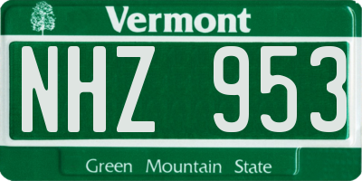VT license plate NHZ953