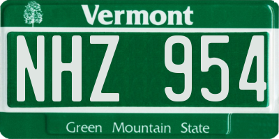 VT license plate NHZ954