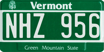 VT license plate NHZ956