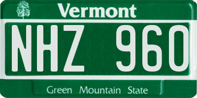VT license plate NHZ960