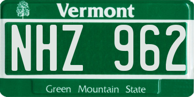 VT license plate NHZ962