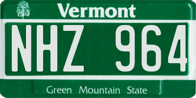 VT license plate NHZ964