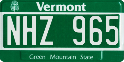 VT license plate NHZ965