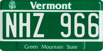 VT license plate NHZ966