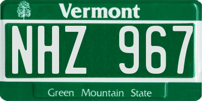 VT license plate NHZ967