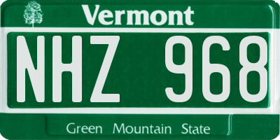 VT license plate NHZ968