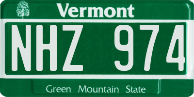 VT license plate NHZ974