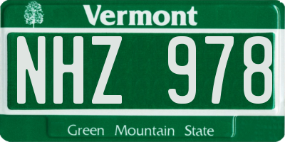 VT license plate NHZ978