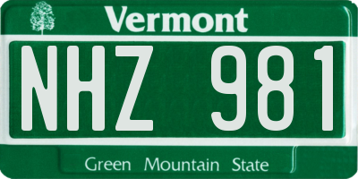 VT license plate NHZ981