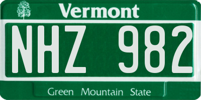 VT license plate NHZ982