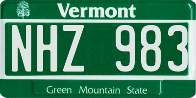 VT license plate NHZ983
