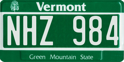 VT license plate NHZ984