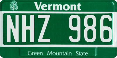 VT license plate NHZ986