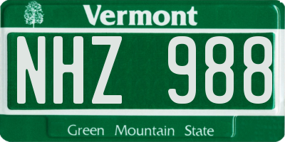 VT license plate NHZ988