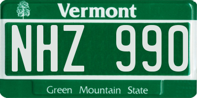 VT license plate NHZ990