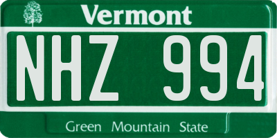 VT license plate NHZ994
