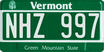 VT license plate NHZ997