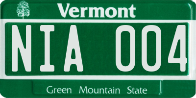 VT license plate NIA004