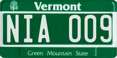 VT license plate NIA009