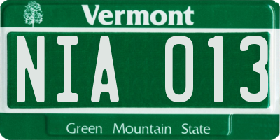 VT license plate NIA013