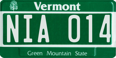 VT license plate NIA014