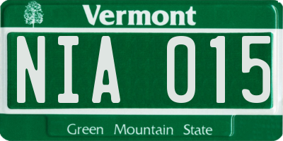 VT license plate NIA015