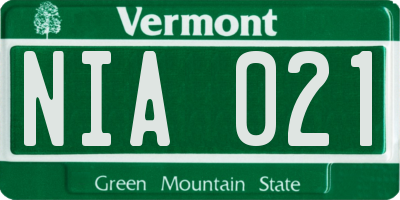 VT license plate NIA021