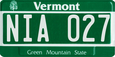 VT license plate NIA027