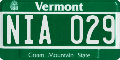 VT license plate NIA029