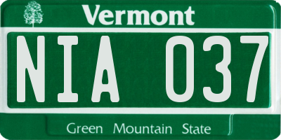 VT license plate NIA037
